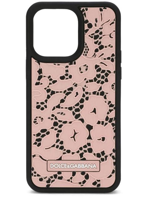 Dolce & Gabbana floral-lace iPhone 14 Pro Max case - Pink - zdjęcie produktu nr 1