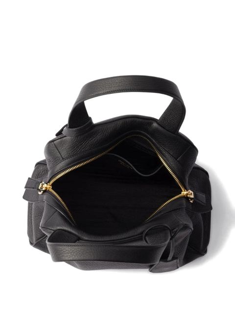 Prada leather top-handle zip tote bag - Black