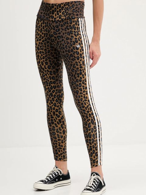 adidas Originals legginsy Legging damskie kolor brązowy wzorzyste JW7308 - zdjęcie produktu nr 1