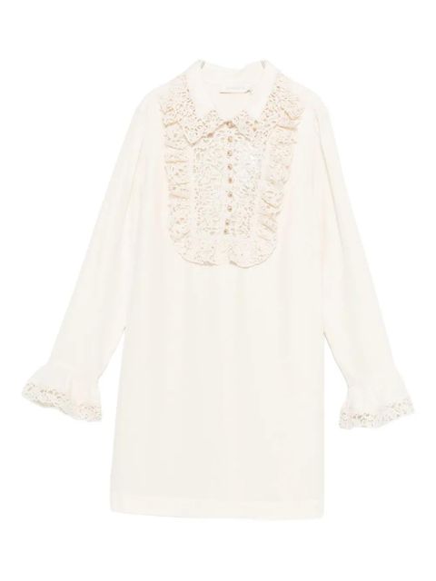 ZIMMERMANN ruffle-trim mini dress - Neutrals