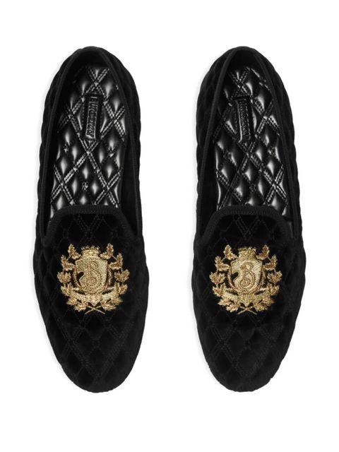 Burberry quilted crest-embroidery loafers - Black