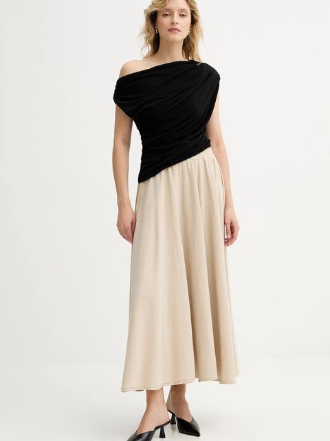 Answear Lab spódnica bawełniana kolor beżowy maxi rozkloszowana - zdjęcie produktu nr 1