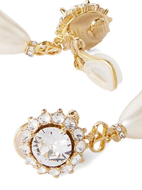 Valentino Garavani VLogo Signature crystal-embellished pearl earrings - White - zdjęcie produktu nr 2