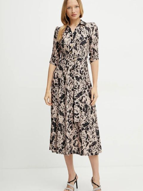 Morgan sukienka RAKEL kolor beżowy maxi rozkloszowana RAKEL