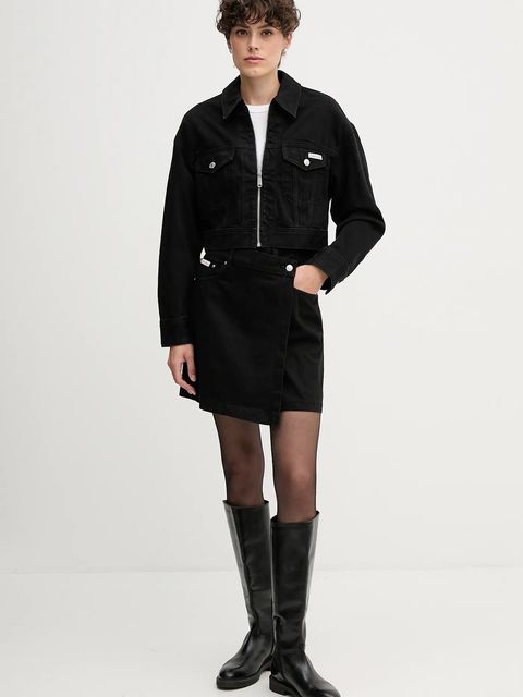 Calvin Klein Jeans kurtka jeansowa kolor czarny przejściowa oversize LV047D779G - zdjęcie produktu nr 2