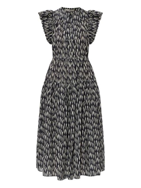 Ulla Johnson Kairi ruffled print midi dress - Black - zdjęcie produktu nr 1