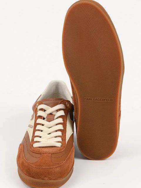Karl Lagerfeld sneakersy skórzane KANDIDATE damskie kolor brązowy KL63855