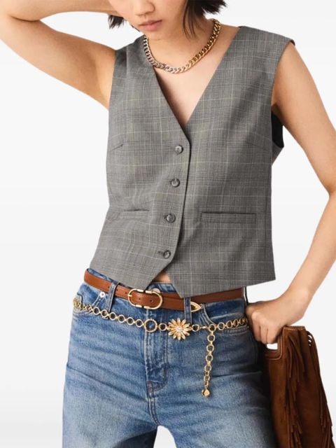 Maje checked buttoned waistcoat - Grey