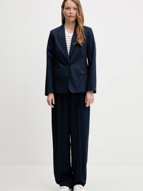 Tommy Hilfiger spodnie damskie kolor granatowy proste high waist WW0WW46749 - zdjęcie produktu nr 2