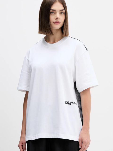 Karl Lagerfeld Jeans t-shirt bawełniany damski kolor biały A4W17096