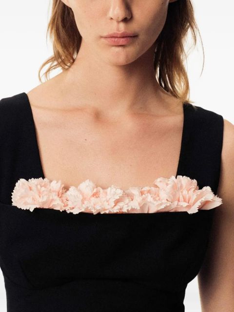 Simone Rocha flower-embellished bust-detail midi dress - Black