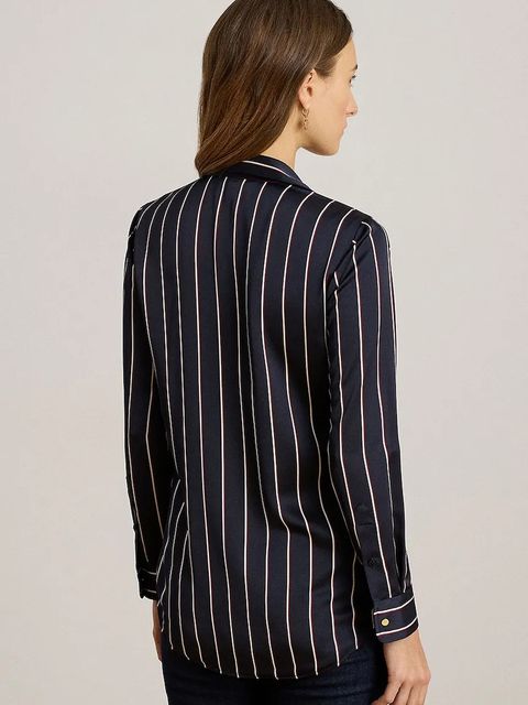 Lauren Ralph Lauren koszula damska kolor granatowy relaxed z kołnierzykiem klasycznym 200P03570 - zdjęcie produktu nr 2