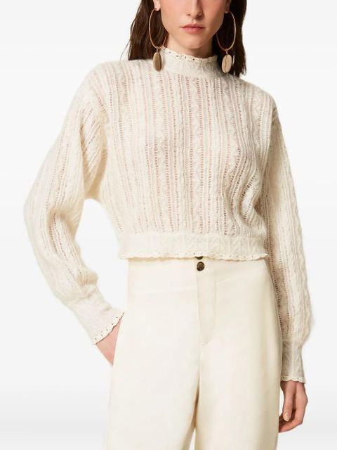 TWINSET cable-knit frill-trimmed sweater - White - zdjęcie produktu nr 2