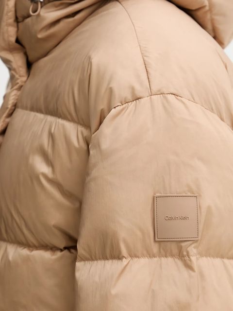 Calvin Klein kurtka puchowa kolor beżowy zimowa oversize LV044D525G