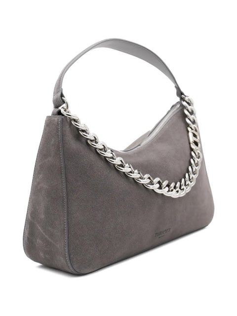 TWINSET Liliane chain-embellished suede shoulder bag - Grey