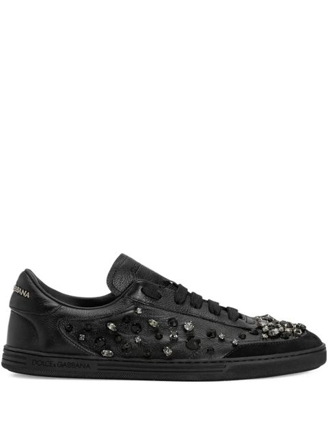 Dolce & Gabbana crystal-embellished leather sneakers - Black - zdjęcie produktu nr 1