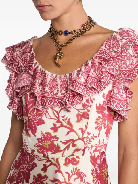 ETRO ruffled floral-print dress - Neutrals
