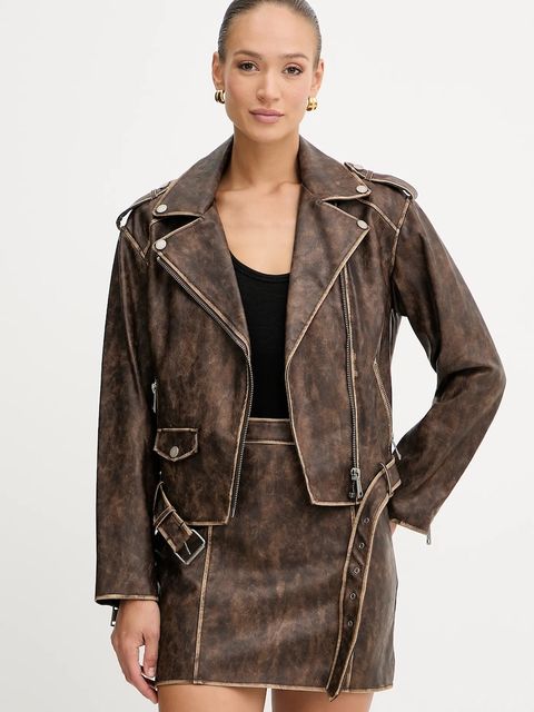 Guess ramoneska CHARLENE kolor brązowy przejściowa oversize W5YL04 WHDI0 - zdjęcie produktu nr 1