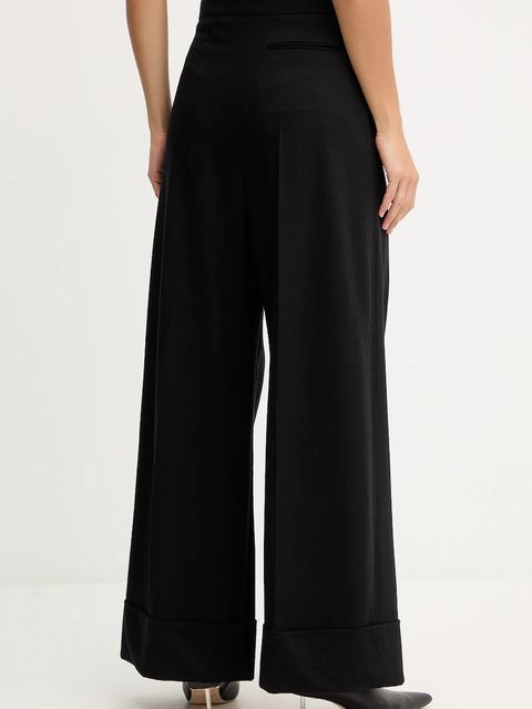 BOSS spodnie wełniane damskie kolor czarny szerokie high waist 50550804 - zdjęcie produktu nr 2