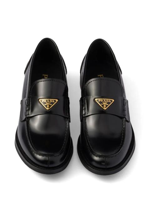 Prada brushed leather loafers - Black