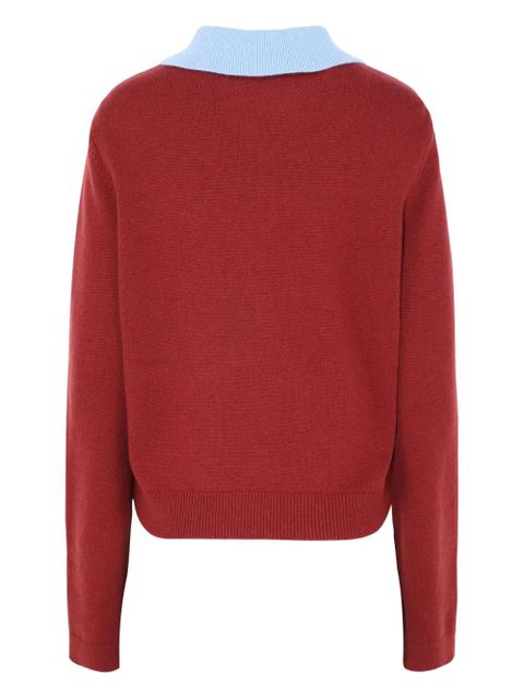 Self-Portrait patch-pockets knitted polo top - Red - zdjęcie produktu nr 2