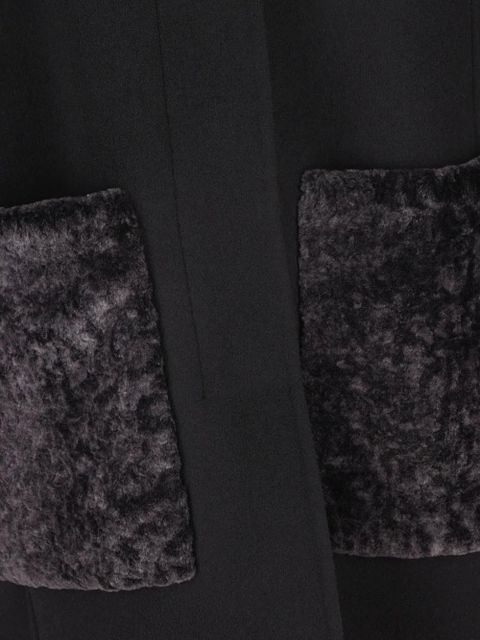 FENDI puff-sleeve velvet-pocket coat - Black