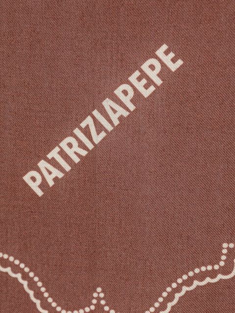 Patrizia Pepe apaszka z dodatkiem jedwabiu damska kolor brązowy wzorzysta 8F0112 A706 - zdjęcie produktu nr 2