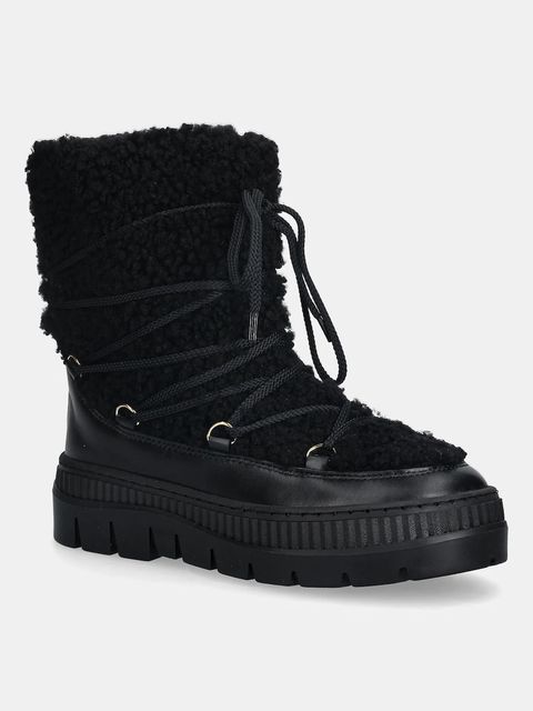 Pollini śniegowce skórzane kolor czarny SA24235H0NTX100A - zdjęcie produktu nr 1