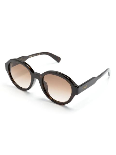 Chloé Eyewear tortoiseshell-effect round-frame sunglasses - Brown - zdjęcie produktu nr 2