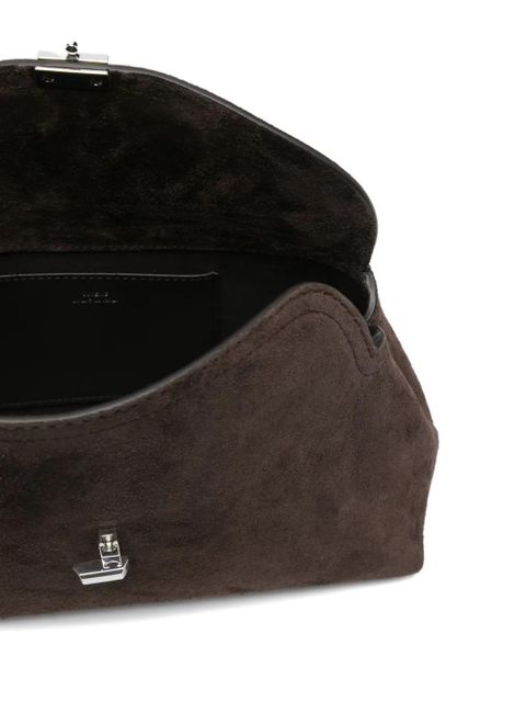 TOTEME T-lock suede clutch - Brown