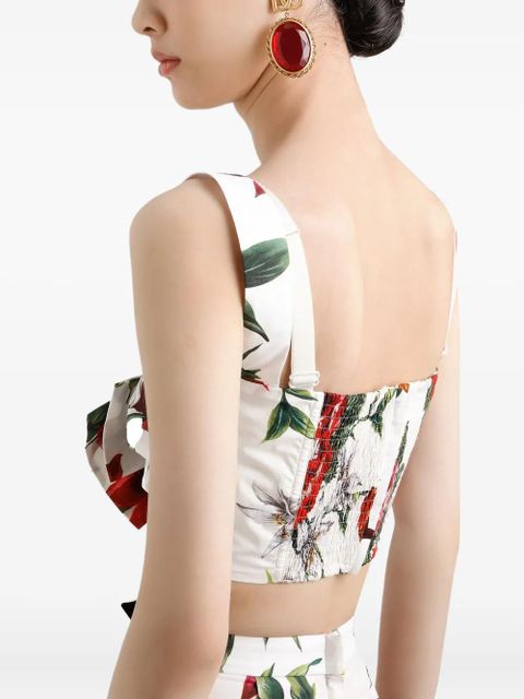 Dolce & Gabbana flower-print poplin top - White