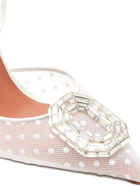 Amina Muaddi Camelia Sling 90 polka-dot crystal-embellished pumps - White