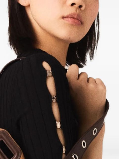 Maje ribbed-knit pleated dress - Black