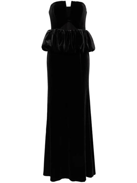 Self-Portrait Velvet Peplum maxi dress - Black - zdjęcie produktu nr 1