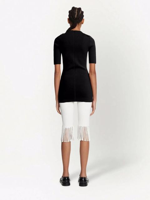 Proenza Schouler textured fringed biker shorts - White