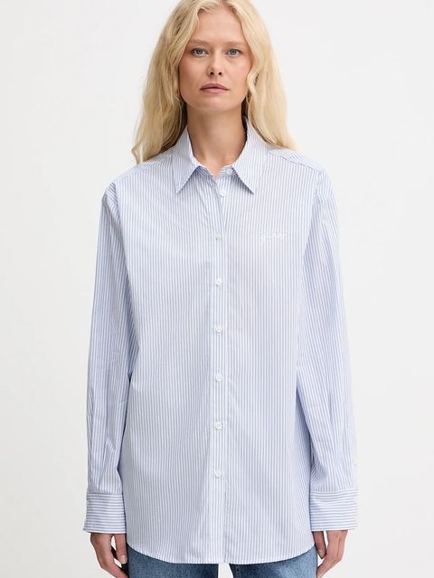 Guess koszula bawełniana LAURIANE damska kolor niebieski regular z kołnierzykiem klasycznym W5YH47 WHD10 - zdjęcie produktu nr 1