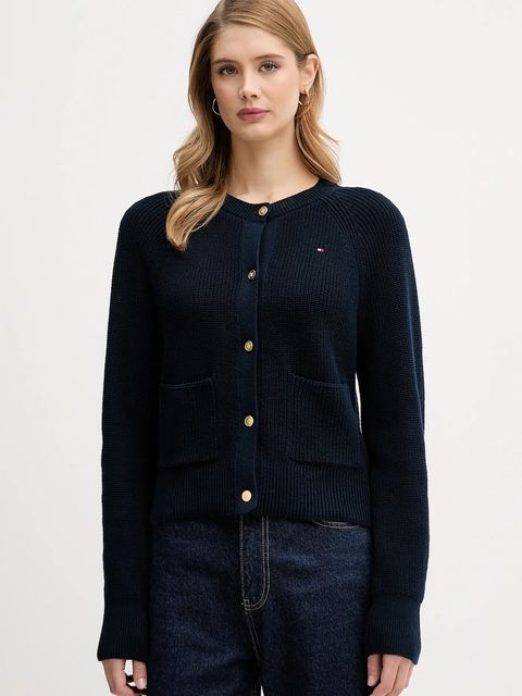 Tommy Hilfiger kardigan bawełniany damski kolor granatowy lekki WW0WW48795 - zdjęcie produktu nr 1