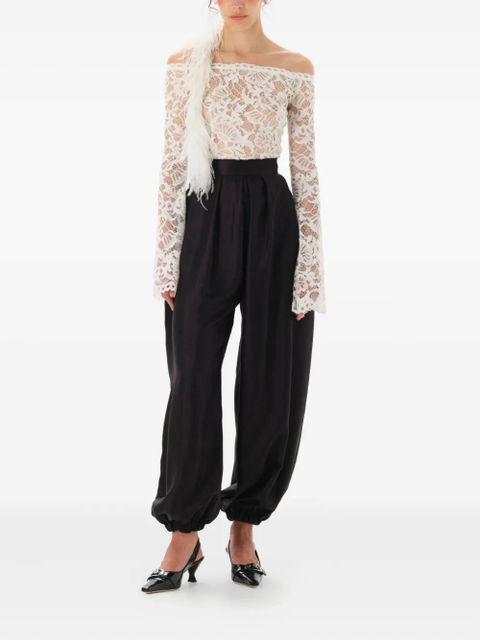 MANURÍ Nomi lace bell-sleeve top - White