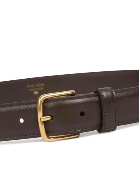 The Row square buckle leather belt - Black