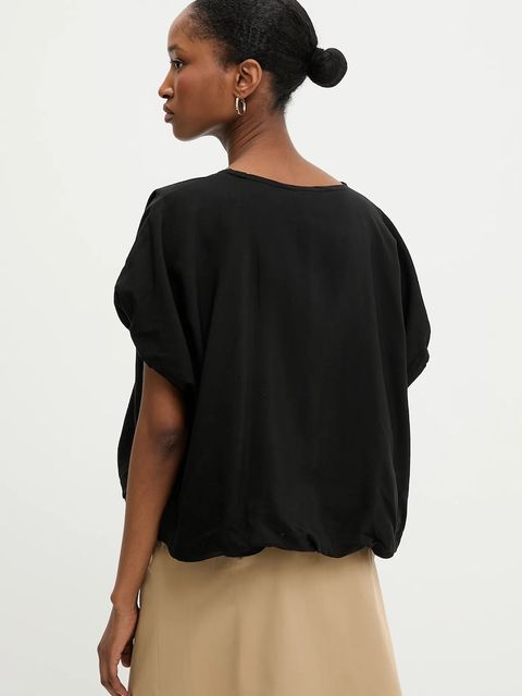 Answear.LAB bluzka z lnem damska kolor czarny gładka