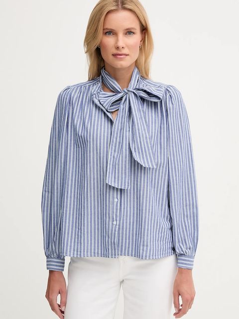 Pepe Jeans koszula bawełniana damska kolor niebieski regular ze stójką PL3051268 - zdjęcie produktu nr 1