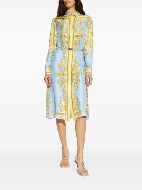 Versace Medusa-buckle printed midi dress - Blue