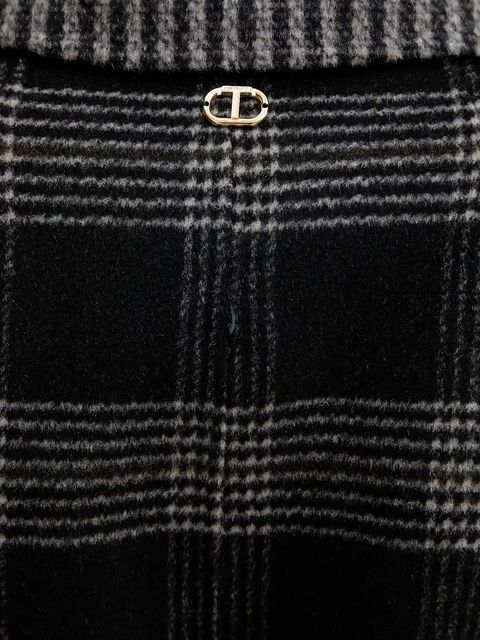 Twinset płaszcz dwustronny z wełną kolor czarny 252TP2080