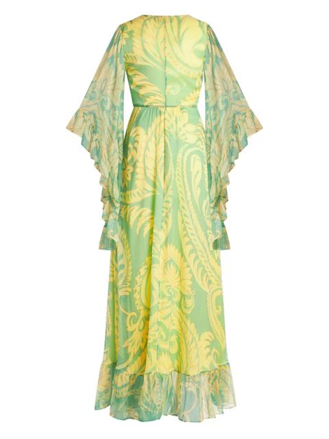 ETRO graphic-print silk dress - Green