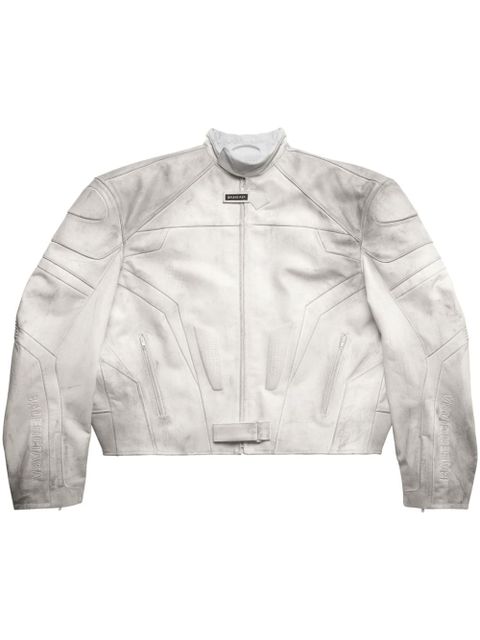 Balenciaga zip-up leather coat - White