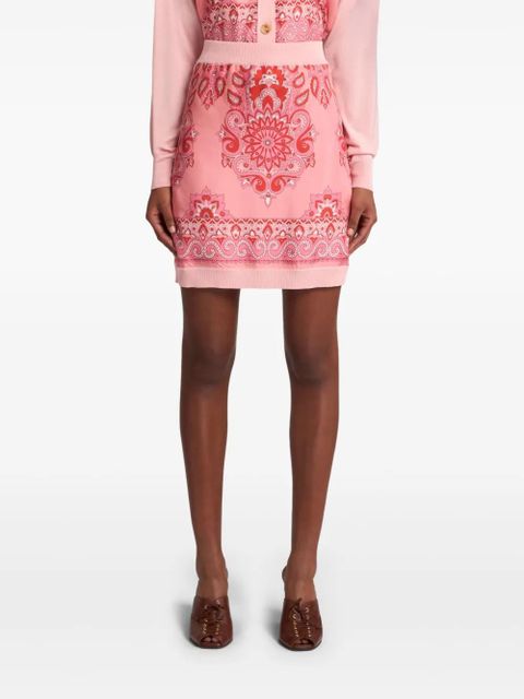 ETRO printed-panel knitted skirt - Pink
