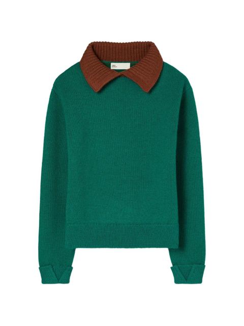 Tory Burch collared sweater - Green - zdjęcie produktu nr 1