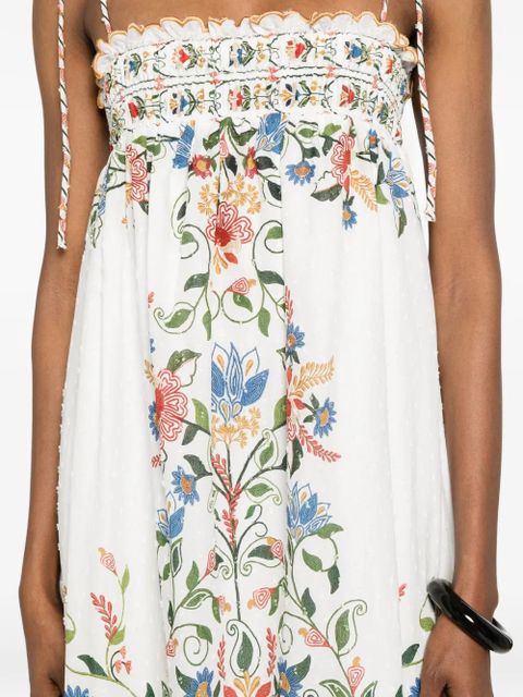 FARM Rio FARM RIO STITCHED GARDEN OFF-WHITE LONG DRESS