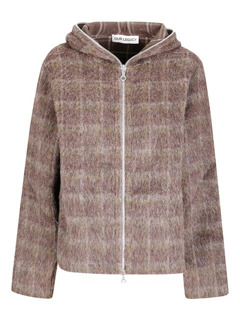 OUR LEGACY check-pattern zip-up cardigan - Brown - zdjęcie produktu nr 1
