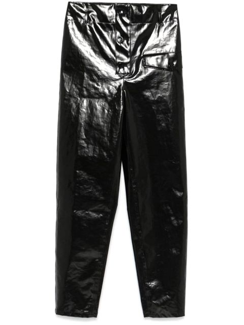 Saint Laurent paperbag-waist coated trousers - Black - zdjęcie produktu nr 1